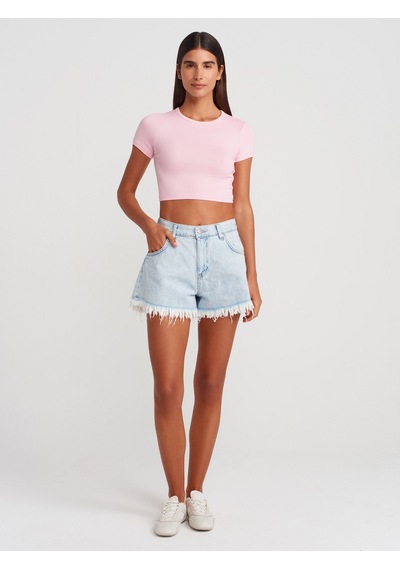 Dilvin 31104 Modal Crop Top-toz Pembe Toz Pembe