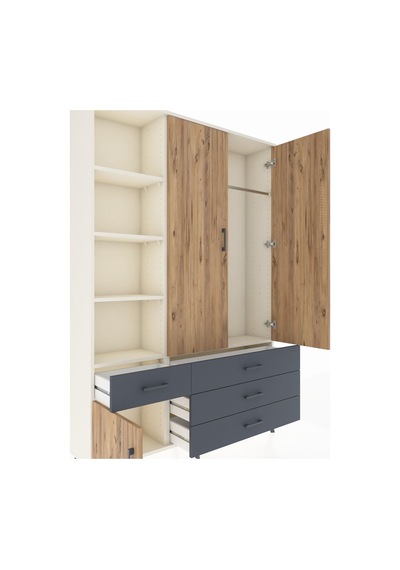 Arges Dolap 5 Raflı 4 Çekmeceli Tek Askılı 132x30x195 Aytaşı-çam/antrasit Atlas Çam/antrasıt Arges Dolap 5 Raflı 4 Çekmeceli Tek Askılı 132x30x195 Aytaşı-çam/antrasit Atlas Çam/antrasıt
