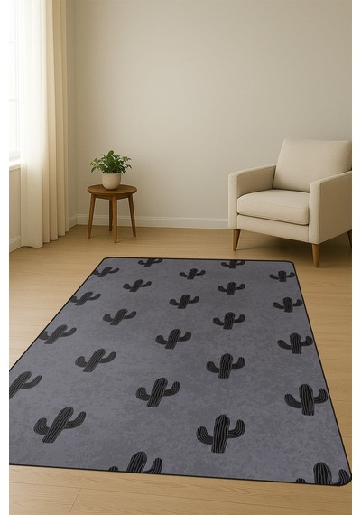 Modern Desenli Dijital Baskı Kaymaz Taban Halı H0740 Renkli