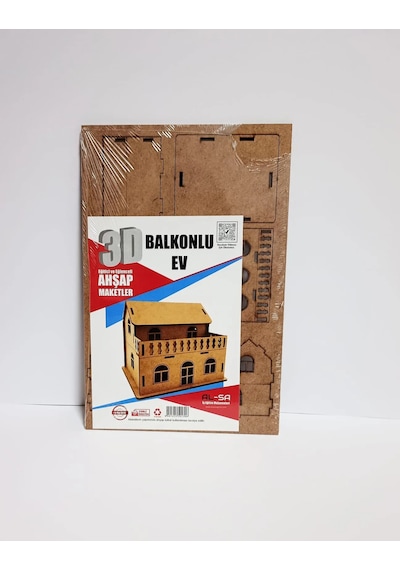 3d Ahşap Maket Balkonlu Ev