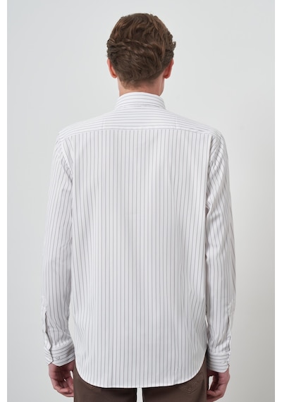 Morven Erkek Beyaz Trend Çizgili Slim Fit İtalyan Yaka Gömlek 25mc004050600 Beyaz Beyaz
