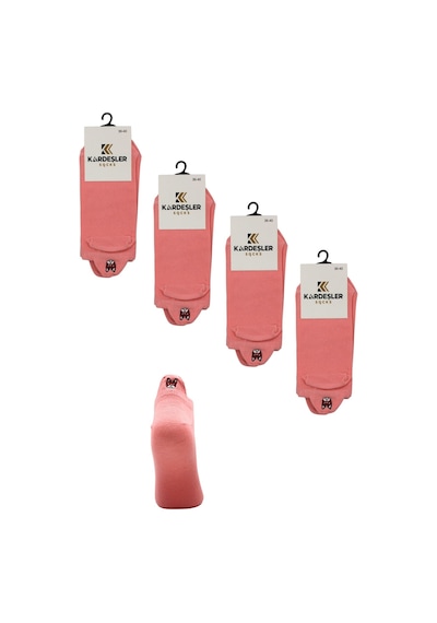 Kardeşler Çorap Kadın Pembe Renkli Nakışlı Pamuklu Patik Çorap 4'lü Paket Pembe - 577402565 Pembe