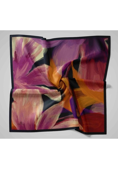 Silk Home Aura Eşarp 140002-08 Antrasit, Mürdüm, Kızıl Kahve, Yeşil, Turuncu