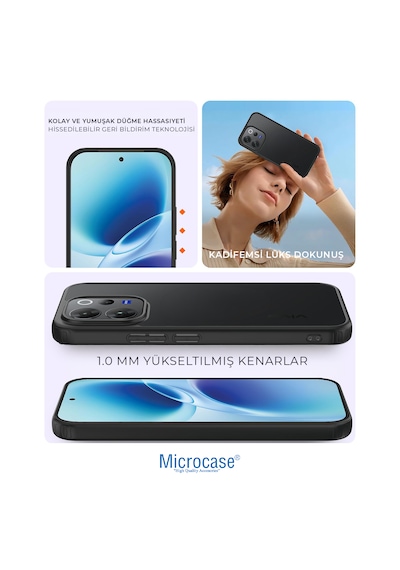 Microcase Vivo V70 5g Luna Serisi Köşe Korumalı Sert Rubber Kılıf - Al3422 Siyah