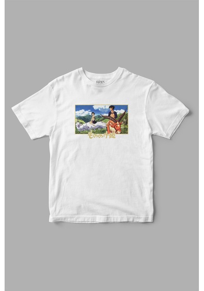 Princess Mononoke Baskılı Tişört Beyaz