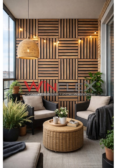Winflex Mini Eko Akustik Ahşap Panel Teak Renk - 30x30cm 30x30cm