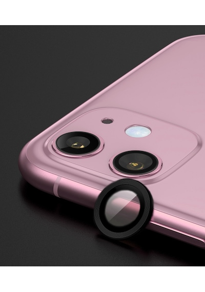 Noktaks - Apple Uyumlu iPhone 12 - Kamera Lens Koruyucu Cl-07 - Siyah T21670 Siyah