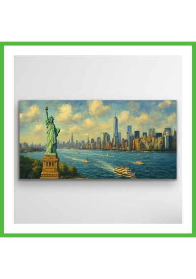 Vaveni Özgürlük Heykeli Kanvas Tablo 60x120cm Arz Çok Renkli