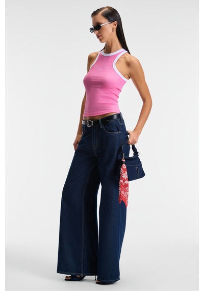 Ethıquet Selmıra Kadın Nakışlı Halter Yaka Slim Fit Kolsuz Pembe Atlet