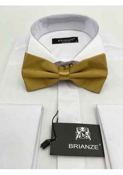 Brianze Gold Düz Renk Saten Papyon Gold
