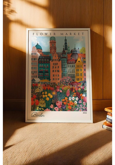Berlin Almanya Çerçeveli Tablo Seyahat Severlere Salon Ve Ofis İçin Estetik Duvar Dekoru Travel Flower Market