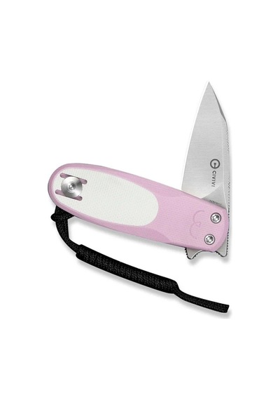 Civivi Purr Powder Pink & White G10 Handle Satin Finished Nitro-v Blade Kamp Çakı Pembe