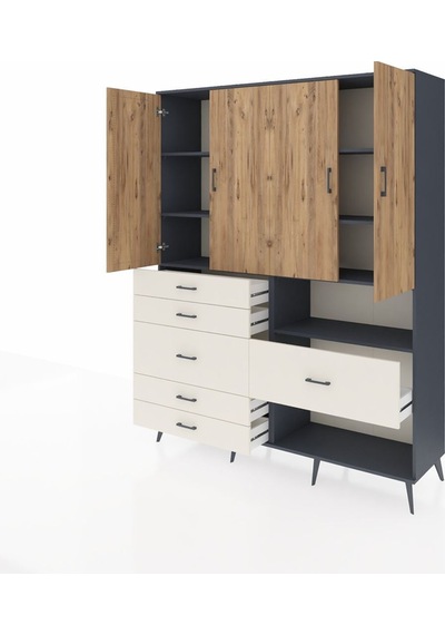 Hyperion Gardrop 7 Raflı 6 Çekmeceli 4 Kapaklı 176x44x221 Antrasit-çam/aytaşı Çam/aytaşı Hyperion Gardrop 7 Raflı 6 Çekmeceli 4 Kapaklı 176x44x221 Antrasit-çam/aytaşı Çam/aytaşı