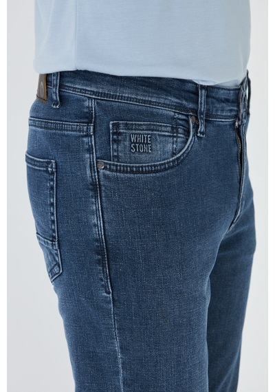 Koyu Mavi Erkek Günlük Jean Pantolon Kahve