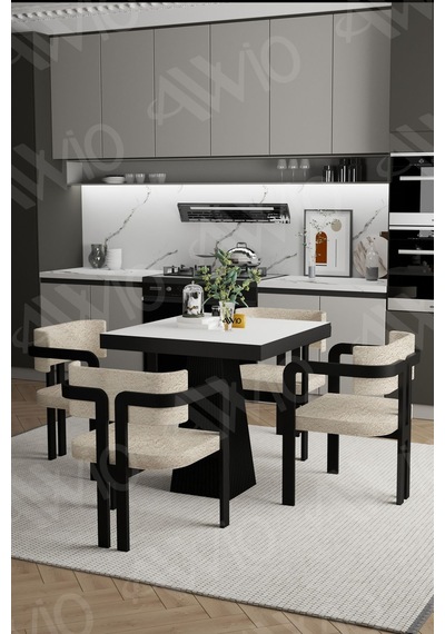 Avvio Nero Lake Mdf Ayak Tokyo Demonte Sandalye 80x80 Yemek Masası Mutfak Masası 4 Kişilik Beyaz Avvio Nero Lake Mdf Ayak Tokyo Demonte Sandalye 80x80 Yemek Masası Mutfak Masası 4 Kişilik Beyaz