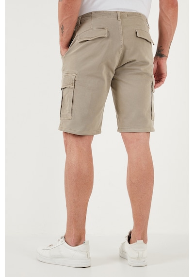 Buratti Streç Pamuklu Regular Fit Normal Bel Kargo Cepli Erkek Şort 4510S79Milan Bej