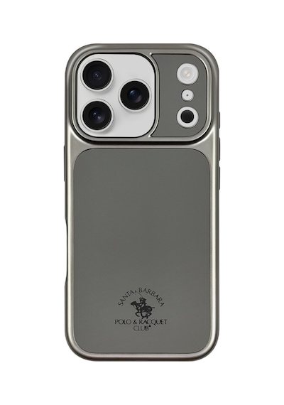 Santa Barbara Polo Racquet Club İphone 17 Pro Uyumlu Kılıf Manyetik Şarj Destekleyen İçi Süet Lucas Deri Kapak Gümüş