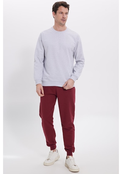 Tudors Erkek Relax Fit Rahat Kesim %100 Pamuk 2 İplik Bisiklet Yaka Gri Sweatshirt -41516 Gri