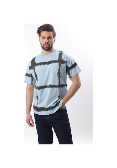 Madmext Bebe Mavisi Bisiklet Yaka Baskılı Basic Erkek T-shirt E7109 Bebe Mavisi Mavi