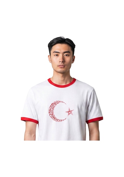 Sportive Türkiye Baskılı Unisex Beyaz Günlük Stil T-shirt 26du0003-byz