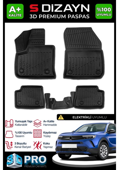 S-dizayn Opel Mokka Elektrikli 3d Pro Havuzlu Paspas 2021 Üzeri A+ Kalite
