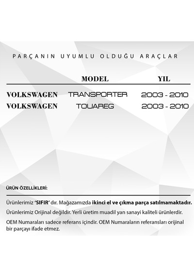 Volkswagen Transporter, Touareg İçin Yağ Çubuk Bakaliti