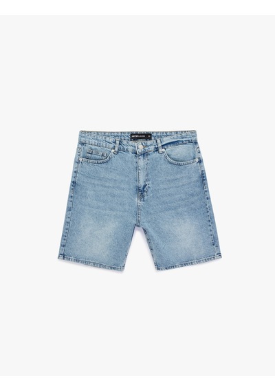 Koton Rahat Kalıp Pamuklu Bermuda Jean Şort Orta İndigo 6sam40229nd