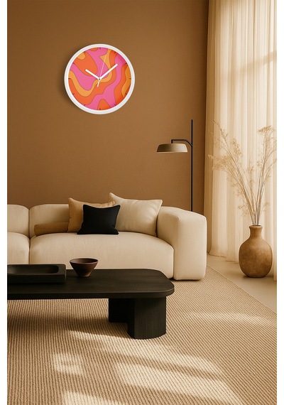Modern Tasarım Duvar Saati - 25cm - Önü Camlı Beyaz Kasa - Sessiz Mekanizma-jh0358 Beyaz