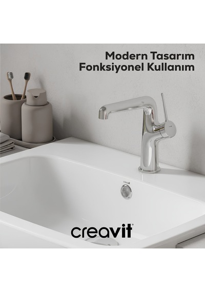 Creavit Flow Lavabo Banyo Eviye Bataryası 3'lü Set FL1500-FL2500-FL8500 Krom