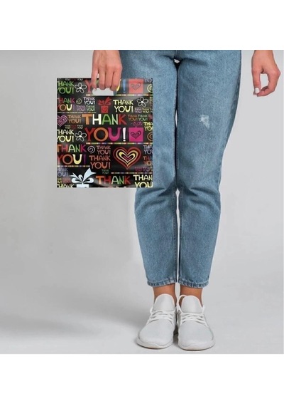 Takviyeli Baskılı Mağaza Poşeti 50'li 26x38 Cm 2 No Thank You Desen