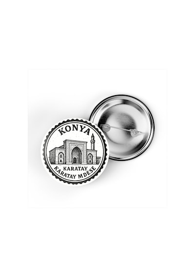 5 Adet İğneli Çanta Rozeti - Karatay Medresesi - Konya - 44 MM Çok Renkli
