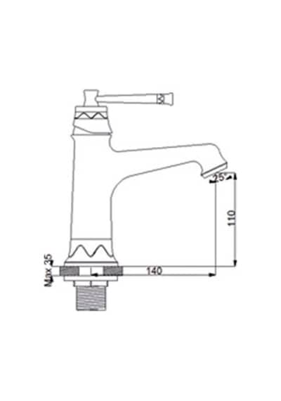 Newarc 961525 Pera Lavabo Bataryası Parlak Bakır