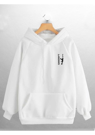 Macklin Unisex Kadın Erkek Gangshit Gangsta Baskılı Sweatshirt Beyaz Mck0675 Beyaz
