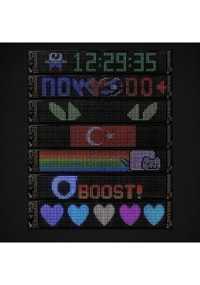 Akıllı Rgb Led Matrix Panel 59 Cm Bluetooth Uygulama Ve Kumanda Kontrollü, Yazı Ve Emoji Göstergesi Diğer