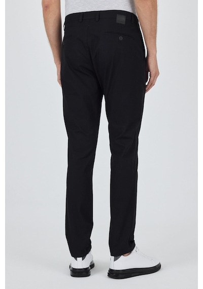 İmza Siyah Armürlü Yan Cep Düz Paça Slim Fit Pamuklu Casual Chino Pantolon 1003250120 Siyah