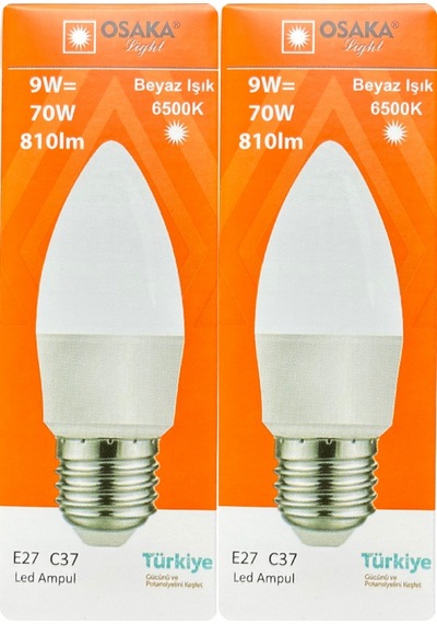 2 Adet Osaka 9w 70w Beyaz Işık E27 Duylu Kalın Duy Led Ampul
