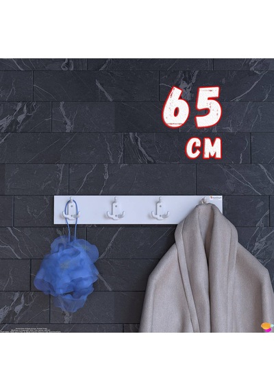 Modilayn Arı Serisi 12 Kancalı 61,4x9,6 Cm Banyo Askısı - 4'lü Set Ekstra Düzen Ve Yer Tasarrufu Beyaz