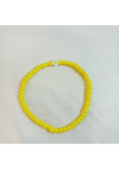 Crystal Atelier Sarı Renkli Boncuklu Kalp Bileklik Sarı
