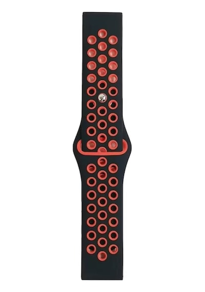 Watch 20mm Spor Delikli Kordon - Siyah-kırmızı Bz8683140521752