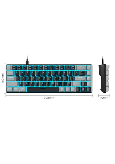 Magegee Mk-box 68 Tuş Kablolu Mekanik Red Switch Türkçe Q Gri-siyah Gaming Klavye