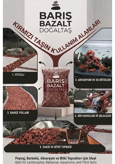 Doğal Volkanik Taşı Kırığı 2-2,5 Cm Dekoratif Bahçe Saksı Teraryum Akvaryum Taşı 3 Kg