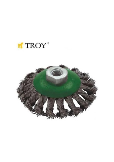 Troy 27705-100 Burma Saçaklı Konik Fırça Tel Pas Sökücü 100Mmxm14