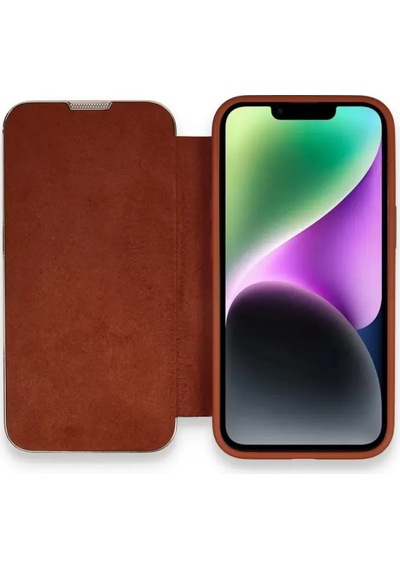 Newface Apple Uyumlu İphone 13 Pro Kılıf Dolpin Kapaklı - Kahverengi