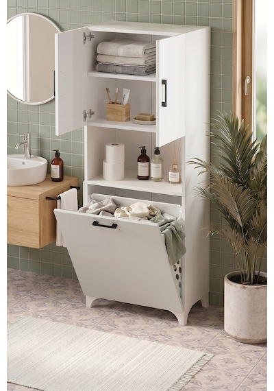 Bofigo Çok Amaçlı Dolap Banyo Dolabı Kirli Çamaşır Sepeti Dolabı Damla Beyaz Beyaz Bofigo Çok Amaçlı Dolap Banyo Dolabı Kirli Çamaşır Sepeti Dolabı Damla Beyaz Beyaz
