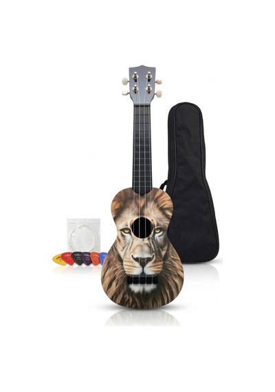 Soprano Ukulele Aslan Desenli Kapak