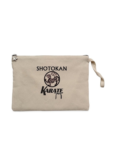 Shotokan Karate Logo Krem Clutch Astarlı Cüzdan / El Çantası Krem