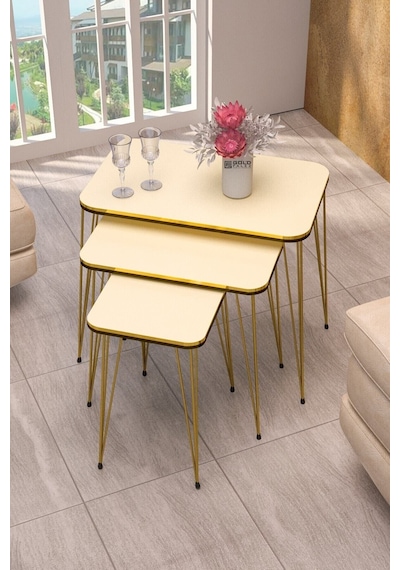 Zigon Sehpa Kr Çift Gold Krem Tel Diğer