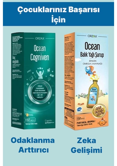 Ocean Omega 3 Portakallı Balık Yağı Şurubu 150 ML + Cogniven Likit 150 ML