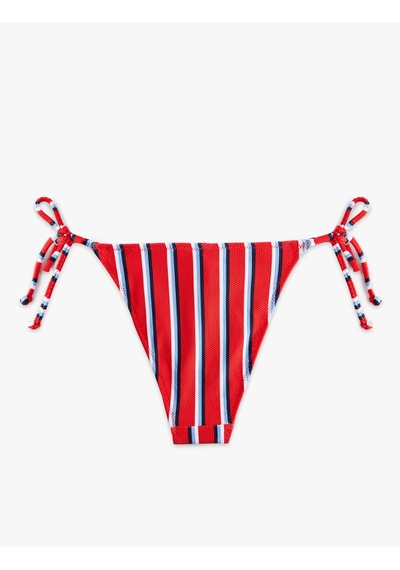 Koton Yanları Bağlamalı İpli Çizgili Bikini Altı Kırmızı Çizgili 6sak00158mm