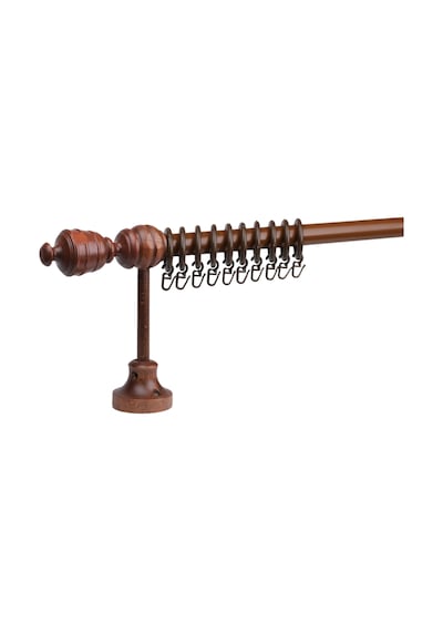 Ceviz Efil Demonte Başlıklı Ahşap Rustik Perde Askısı - Raysız - 150 Cm
